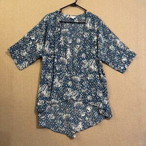 LuLaRoe Kimono Women's Small Duster Open Front Blue Short Sleeves